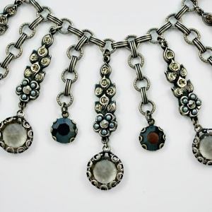 Askew London Drop Necklace with Marcasites Rhinestones Pearls