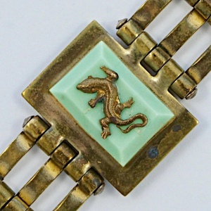 Jean Painleve French Art Deco Green Bakelite Salamander Bracelet