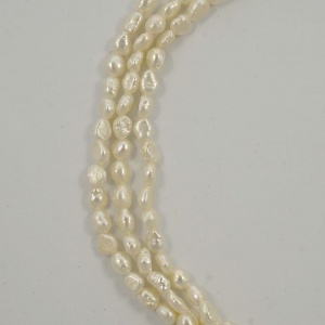 Three Strand Baroque Rice Pearl Necklace circa 1970s