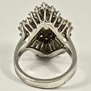 Sterling Silver and Rhinestone Cocktail Ring circa 1950s