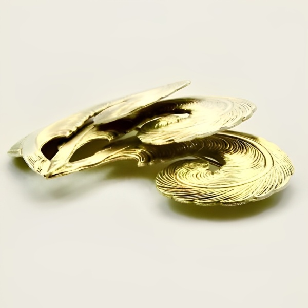 Art Deco Silver Gilt Three Feathers Brooch