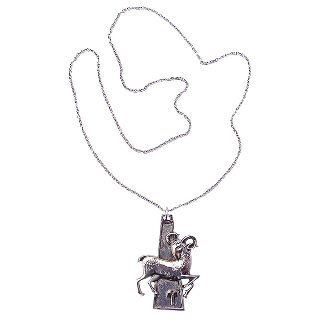 1970s Aries Zodiac Silver Tone Pendant Necklace