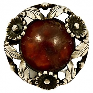 Niels Erik From Denmark Sterling Silver and Amber Brooch