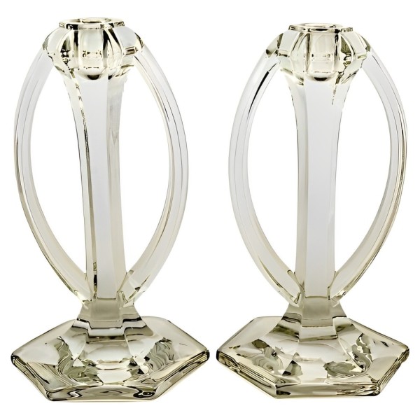 Pair of Chippendale Style Glass Candlesticks, Circa 1920s