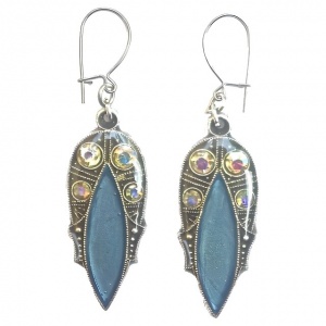 Pierre Bex Art Deco style Aurora Borealis & Blue Enamel Earrings