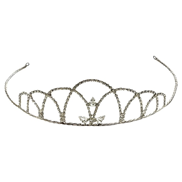 Silver Plated Tiara with Faceted Rhinestones circa 1960s