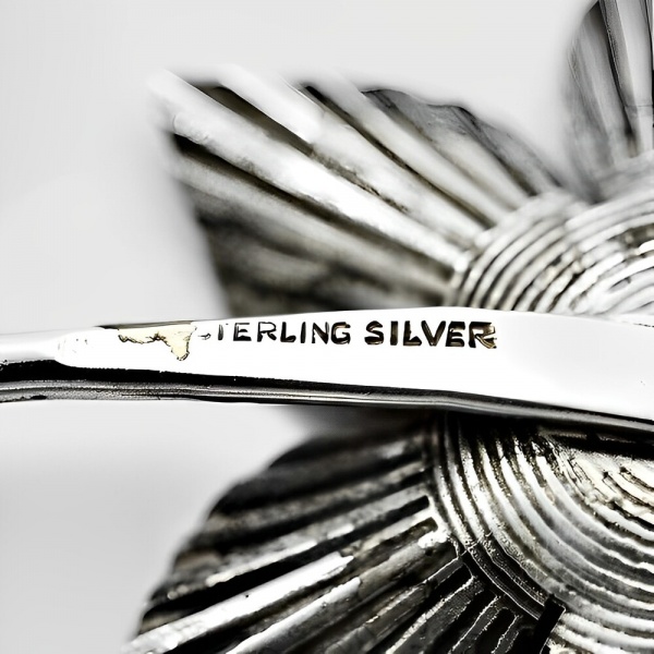 Sterling Silver and Rhinestone Flower Statement Brooch