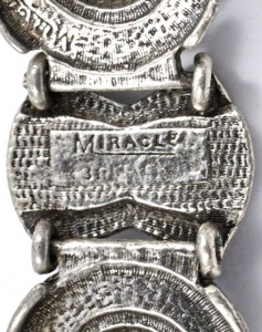 Miracle Britain Silver Tone Faux Agate Link Bracelet circa 1960s