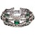 1950s Silver Tone Emerald Green and Clear Diamantes Bracelet