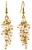 Gold Tone Faux Pearl Grape Cluster Drop Earrings