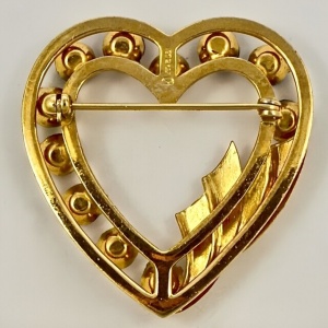 12K Gold Filled Harlequin Heart Brooch circa 1960s