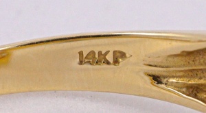 14K Gold Amethyst Diamond Dress Ring circa 1990s