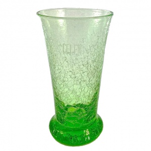 Art Deco Green Crackle Glass Celery Vase