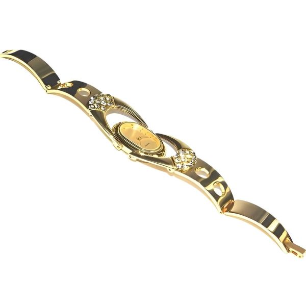 1990s Pierre Louis Gold Tone Diamante Bracelet Watch