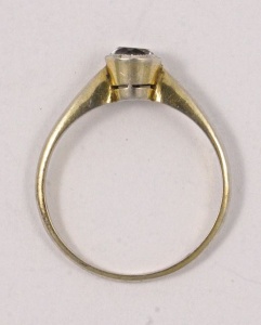 Vintage Gold Vermeil on Silver Diamante Solitaire Ring