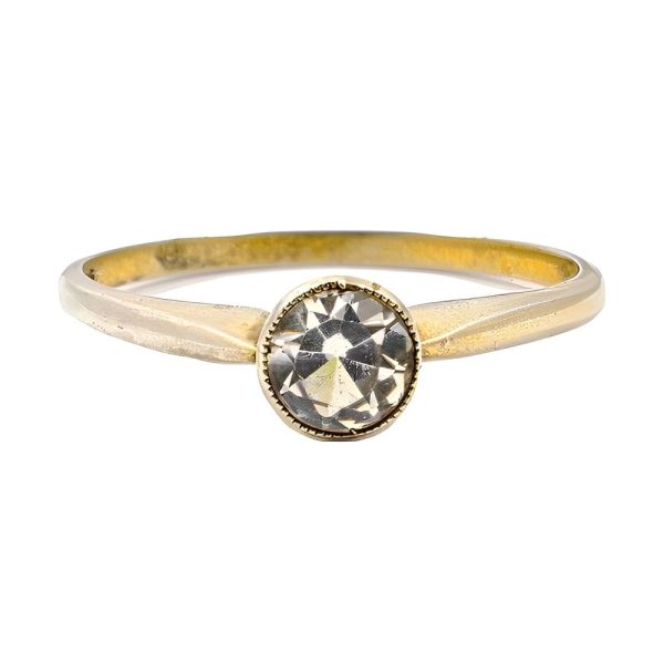 Vintage Gold Vermeil on Silver Diamante Solitaire Ring