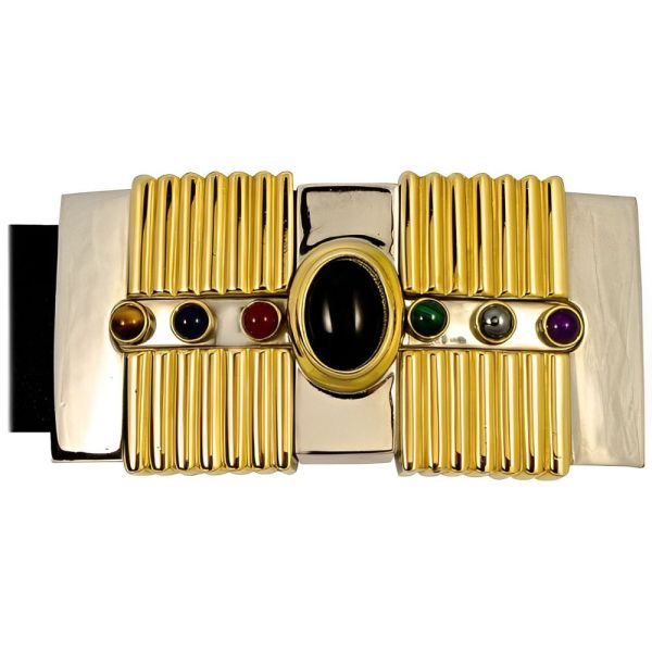 Alexis Kirk Belt with Semi Precious Stones Buckle circa 1980s