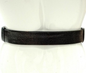 Alexis Kirk Leather Snakeskin Belt Gold and Silver Plated Buckle