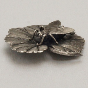 Antique Art Nouveau Silver Fly and Leaf Brooch circa 1910