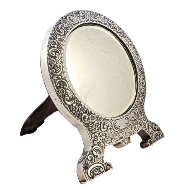 Antique Edwardian Sterling Silver Bevelled Edge Mirror 1903