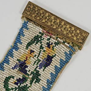 Antique Georgian Floral Beaded Cuff Bracelet with a Silk Lining