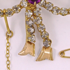 Antique Amethyst and Clear Paste Bow Brooch circa 1910