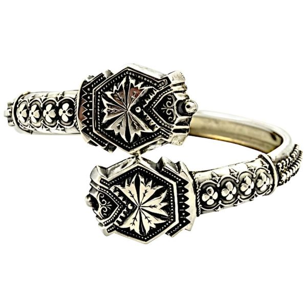 Antique Victorian Intricate Silver Bangle Bracelet