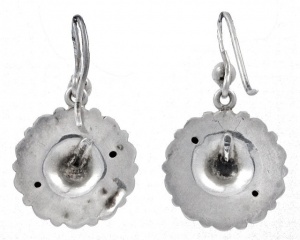 Antique Victorian Round Silver Star Drop Earrings