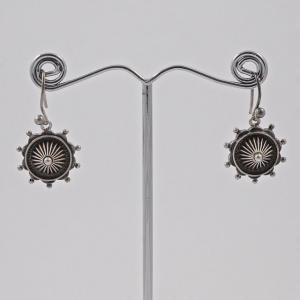 Antique Victorian Silver Dome Drop Earrings