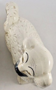 Antique Victorian Staffordshire Hand Painted Pottery Dog Figurine