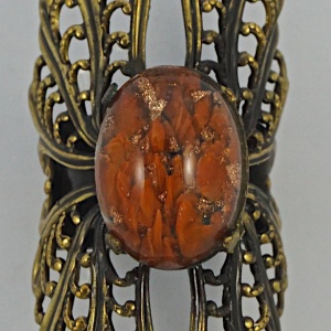 Antiqued Gold Plated Orange Bronze Confetti Statement Ring