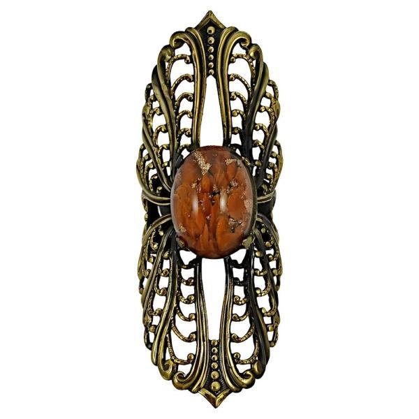 Antiqued Gold Plated Orange Bronze Confetti Statement Ring
