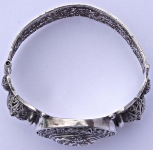 Arabic Hand Crafted Ornate Filigree Silver Bracelet circa 1930s