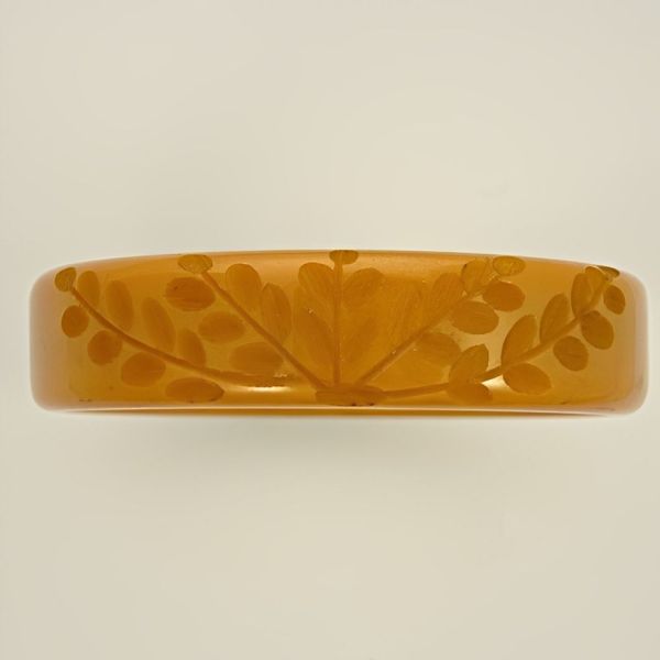 Bracelet Art Déco En Bakélite Ambre Flammé - Bijou Vintage Occasion