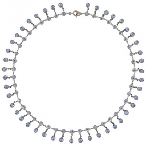Art Deco Platinon Blue Crystal Drop Festoon Necklace circa 1920s