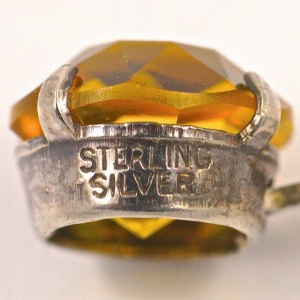 Art Deco Sterling Silver Earrings Faux Citrine Drops circa 1920s