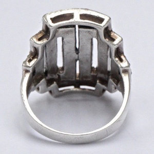 Art Deco Sterling Silver and Marcasite Ring circa 1930s