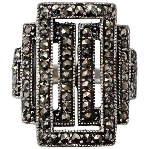Art Deco Sterling Silver and Marcasite Ring circa 1930s