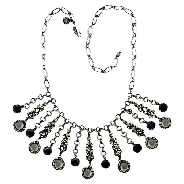 Askew London Drop Necklace with Marcasites Rhinestones Pearls