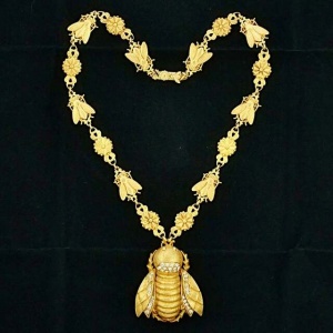 Askew London Gold Plated Crystal Bee Pendant Necklace