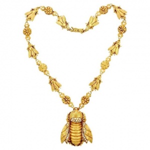 Askew London Gold Plated Crystal Bee Pendant Necklace