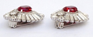 Attwood & Sawyer Silver Tone and Ruby Red Diamante Earrings