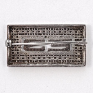 Austrian Art Deco Sterling Silver and Marcasite Initials ES Brooch