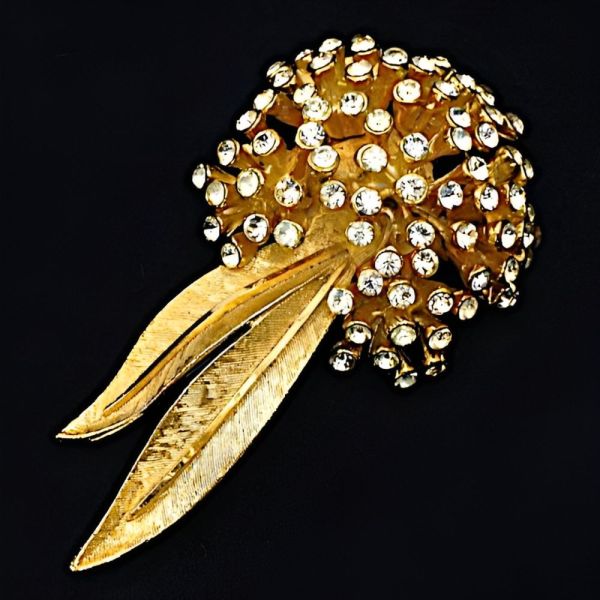 BSK Gold Plated Rhinestone Spray Statement Brooch Arabella Bianco