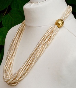 Berber Gold Plated Multi Strand Freshwater Pearl Necklace