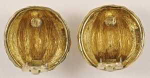 Vintage Ciner Gold Plated Domed Clip On Earrings