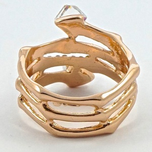 Copper Tone Ring with Aurora Borealis Cubes and Diamantes