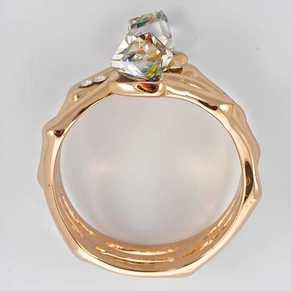 Copper Tone Ring with Aurora Borealis Cubes and Diamantes