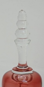 Vintage Fluted Cranberry Glass Bell with Clear Glass Handle