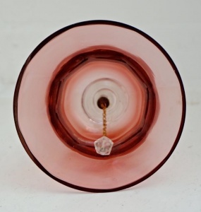 Vintage Fluted Cranberry Glass Bell with Clear Glass Handle